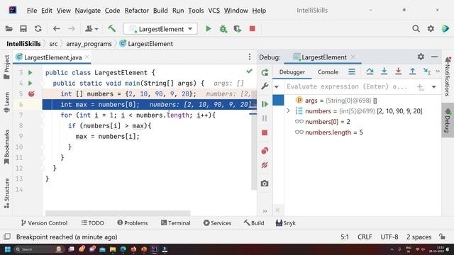 Java Program to Find the Largest Element in an Array | IntelliSkills Java Tutorial
