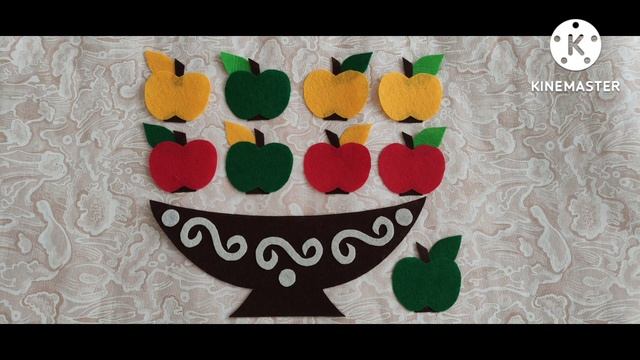 Картина из фетра. Картина с яблоками из фетра. Ваза с яблоками из фетра. смотреть онлайн