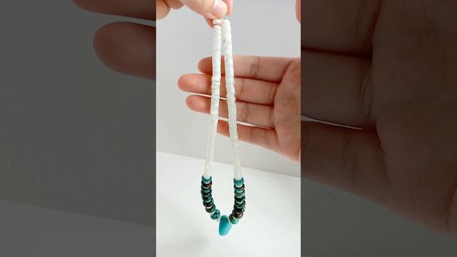 Natural turquoise with whitemop simple necklace Stress Relief Gift for her Strength Necklace 06