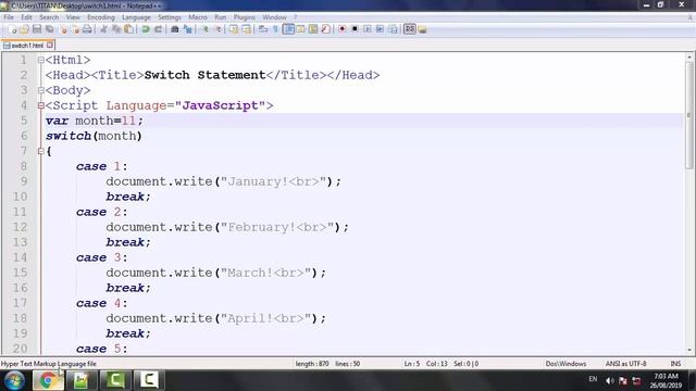 JavaScript switch statement | switch statement in js