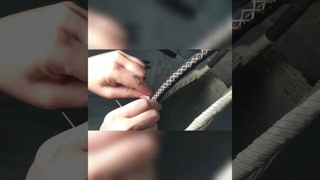 Обшить ручку кожей . Крестики.