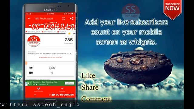 How to Make Your Own Android Widget for live subs count || By SS Tech Sajid