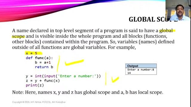 Returning values from Functions and Scope Rules