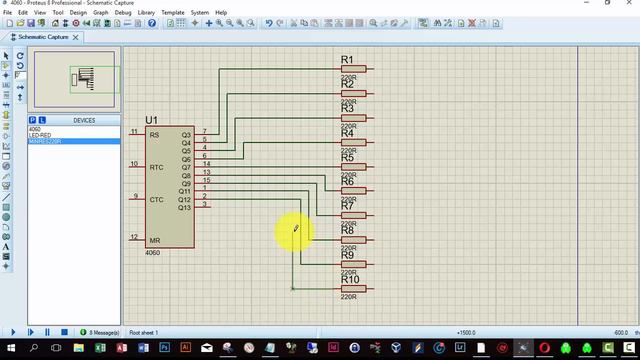 4 - educational - how to make simple 4060 circuit in Proteus смотреть онлайн