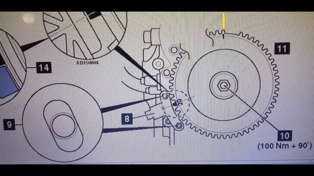 Импульсный диск шкива КВ - соответствие зубьев меткам для выставления валов_EcoBoost смотреть онлайн