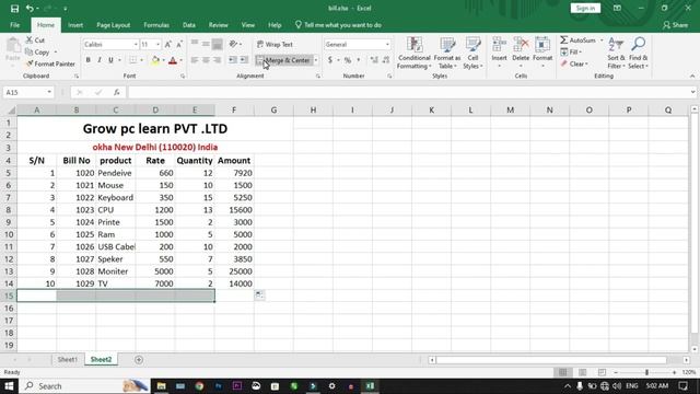 How To Entry Bill in Microsoft Excel | Billing in Microsoft Excel l Excel invoice смотреть онлайн