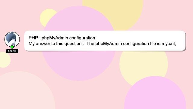 PHP : phpMyAdmin configuration