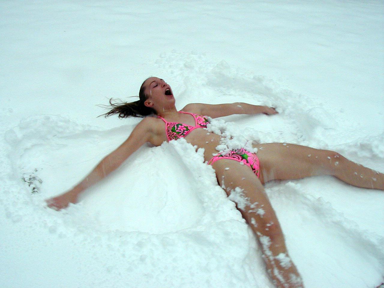 Bikini snow angel