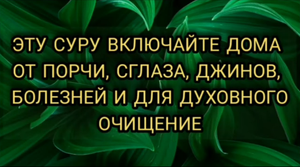 ЭТУ СУРУ ВКЛЮЧАЙТЕ ДОМА - СУРА ОТ ПОРЧИ, СГЛАЗА, КОЛДОВСТВА, ЗАВИСТИ, ДЖИННОВ, БОЛЕЗНЕЙ!