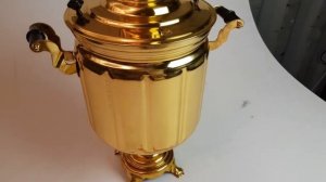 Электрический самовар 10 литров с желтый граненый цилиндр с автоматическим отключением при закипа