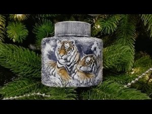 Декор банки кофе "Тигры"/Coffee can decor"Tigers"