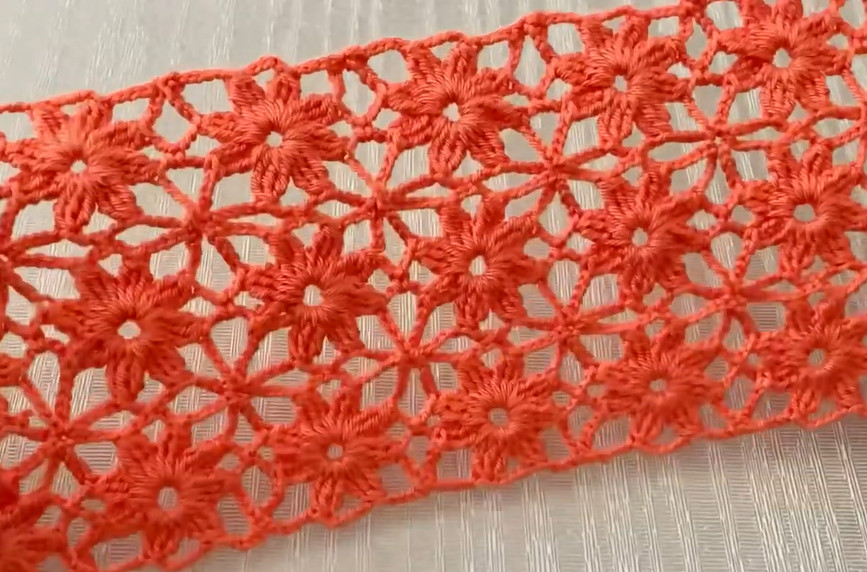 Вязание крючком: Цветочный узор в прямом полотне смотреть онлайн