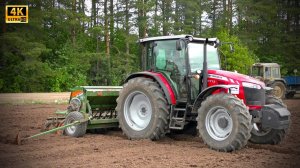 Трактор Massey Ferguson 6713 с навесной сеялкой Amazone D9 4000 - посевная 2020