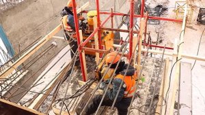 Набивка канатов в  каналообразователи. Преднапряжение железобетона.