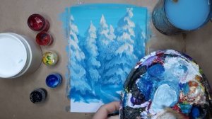 ЗИМА |?|Пошаговое рисование красками