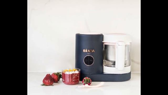 BEABA Babycook Neo, Glass Baby Food Maker, Glass 4 in 1 Steam Cooker & Blender (Midnight)