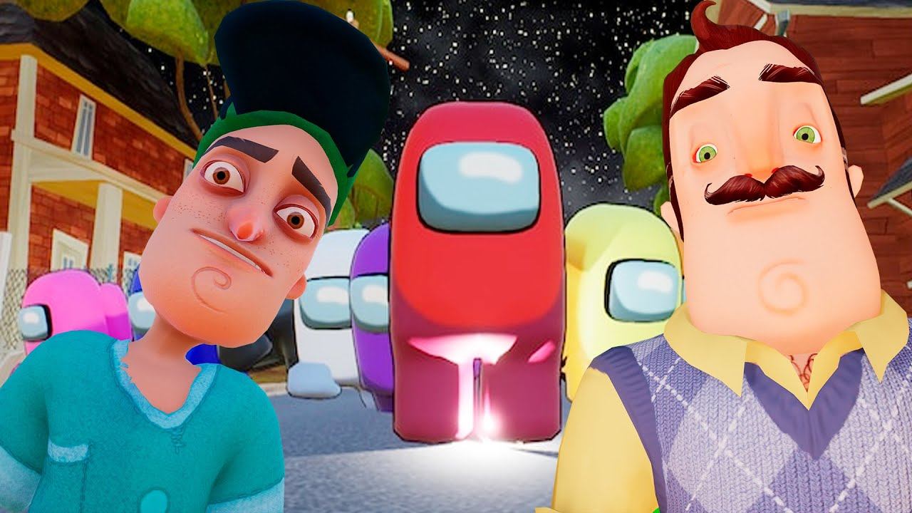 ШОУ ПРИВЕТ СОСЕД!ПРЕДАТЕЛЬ СРЕДИ НАС! ИГРА AMONG US В HELLO NEIGHBOR 2 ПРОХОЖДЕНИЕ!АМОНГ АС ПРИКОЛЫ!