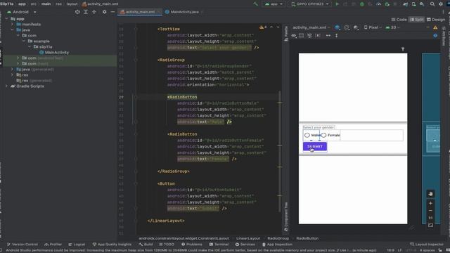 Create an Android Application that Demonstrate Radio Button