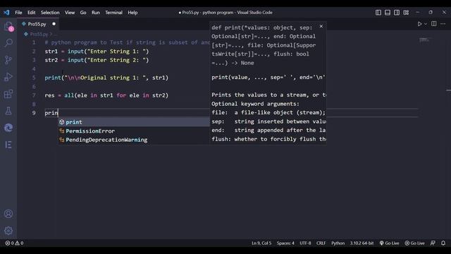 python program to Test if  string is subset of another. #python #coding #newvideo