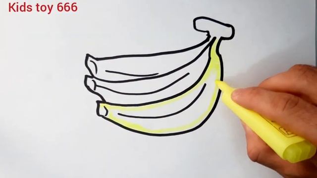 Easy Drawing Banana | Fruits Drawing for Children | Рисование фруктов для детей