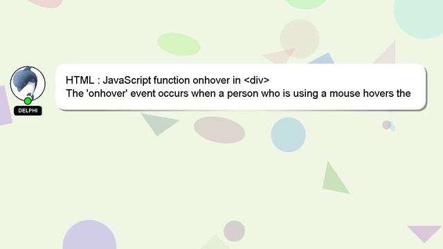 HTML : JavaScript function onhover in  div