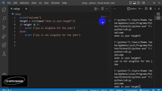 If and if else statement  with conditional operator in python | python tutorial for beginners #8