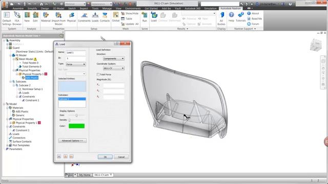 Нелинейный статический расчет на прочность в Autodesk Nastran In-CAD