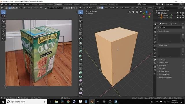 Blender 2.8 Bake Camera Mapped Projected Texture Tutorial