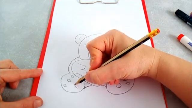 Рисуем медвежонка Тедди с  сердечком. Для поздравительной открытки смотреть онлайн