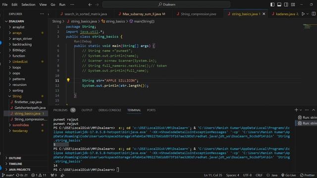 Video 6: String : “Java String Manipulation in Action - VS Code Coding