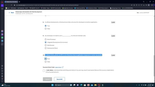 Get started with Web Development week 1 quiz answers | Introduction to Back-End Development
