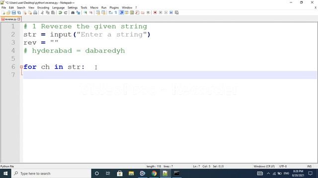 Reverse a string program telugu | Python Interview questions | Learn python easily |python beginner