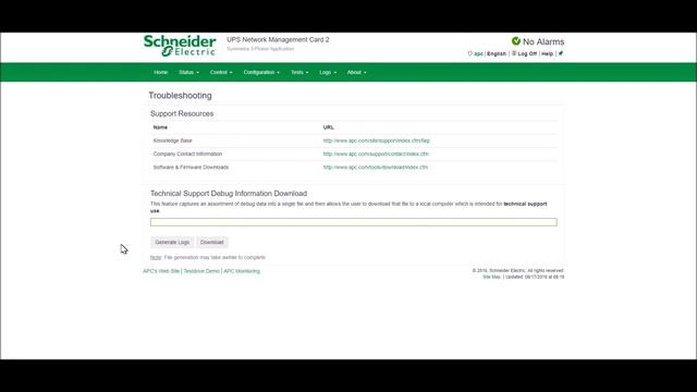 Downloading UPS Event Logs from Network Management Card 2 via Web | Schneider Electric Support смотреть онлайн