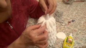 елка из ватных дисков