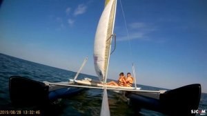 Катамаран Простор Куликово. Поворот оверштаг