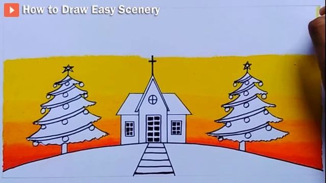 Christmas Day Special Drawing | How to Draw Church and Christmas Tree With Oil Pastel смотреть онлайн
