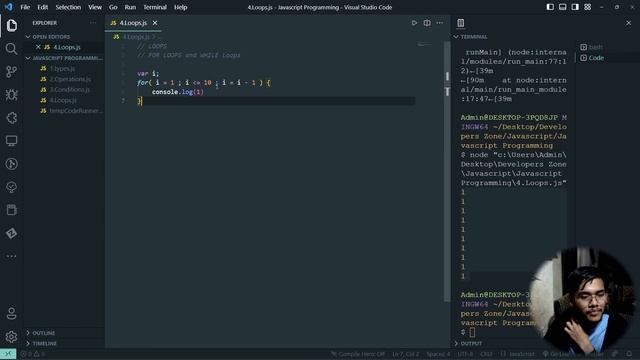 4. Loops in JavaScript || For Loop and WHILE loop || Programming with JavaScript