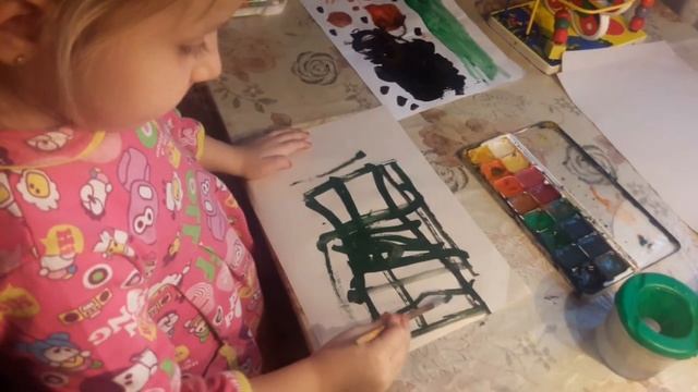 Простой детский рисунок красками. Учимся рисовать. смотреть онлайн