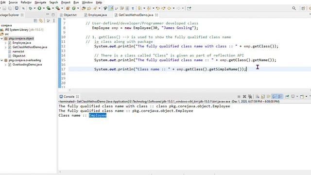 Java Object class - methods - 1. getClass()