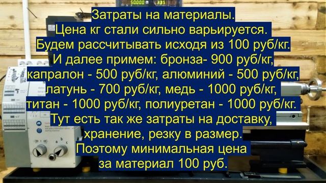 Расчёт стоимости токарных работ.