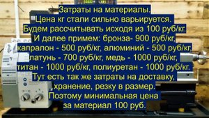 Расчёт стоимости токарных работ.