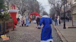 Дерибасовская. Одесса сегодня, 4 января. Прогулки по Дерибасовской возле Елки 2022