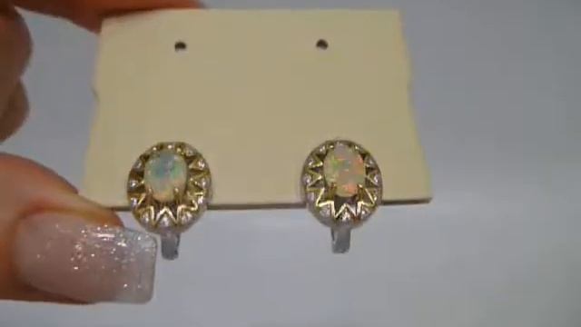 Серьги с эфиопским опалом Серебро 925