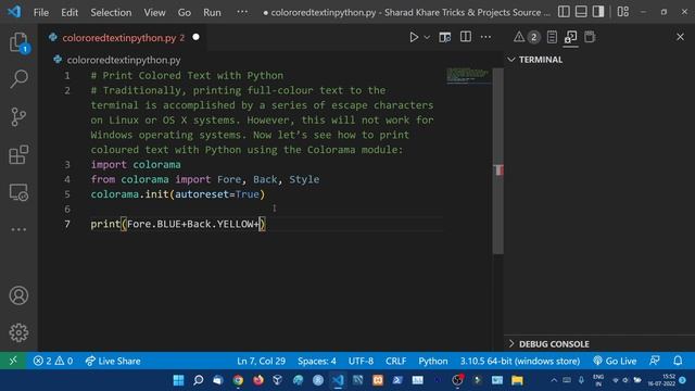 How to Print Colored Text with Python using Colorama || Python Tutorial in Hindi