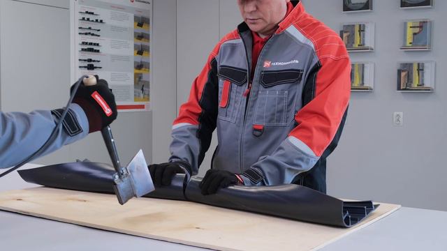 Сварка ПВХ гидрошпонок от ТЕХНОНИКОЛЬ с помощью дискового нагревателя и топорика