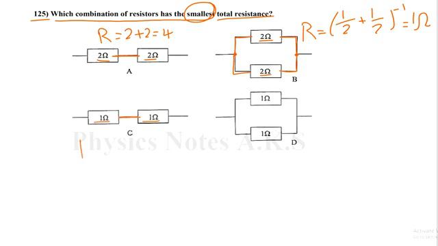 125) Which combination of resistors has the smallest total resistance? смотреть онлайн