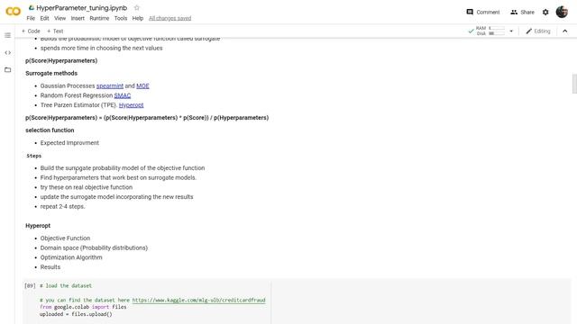 understanding Bayesian search hyperparameter tuning with an example