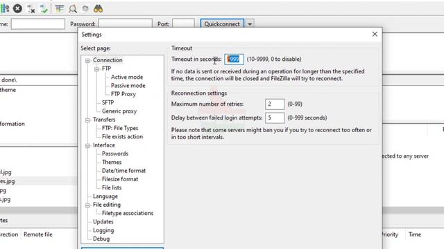 how to do fix 'FTP connection timed out' error