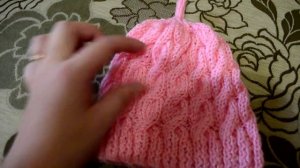 Шапка с косичками спицами для девочки