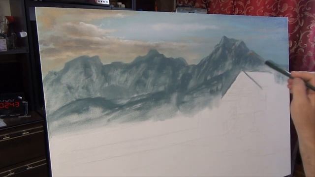 Картина пейзаж ДОМИК У ОЗЕРА мастер класс часть - 1 смотреть онлайн